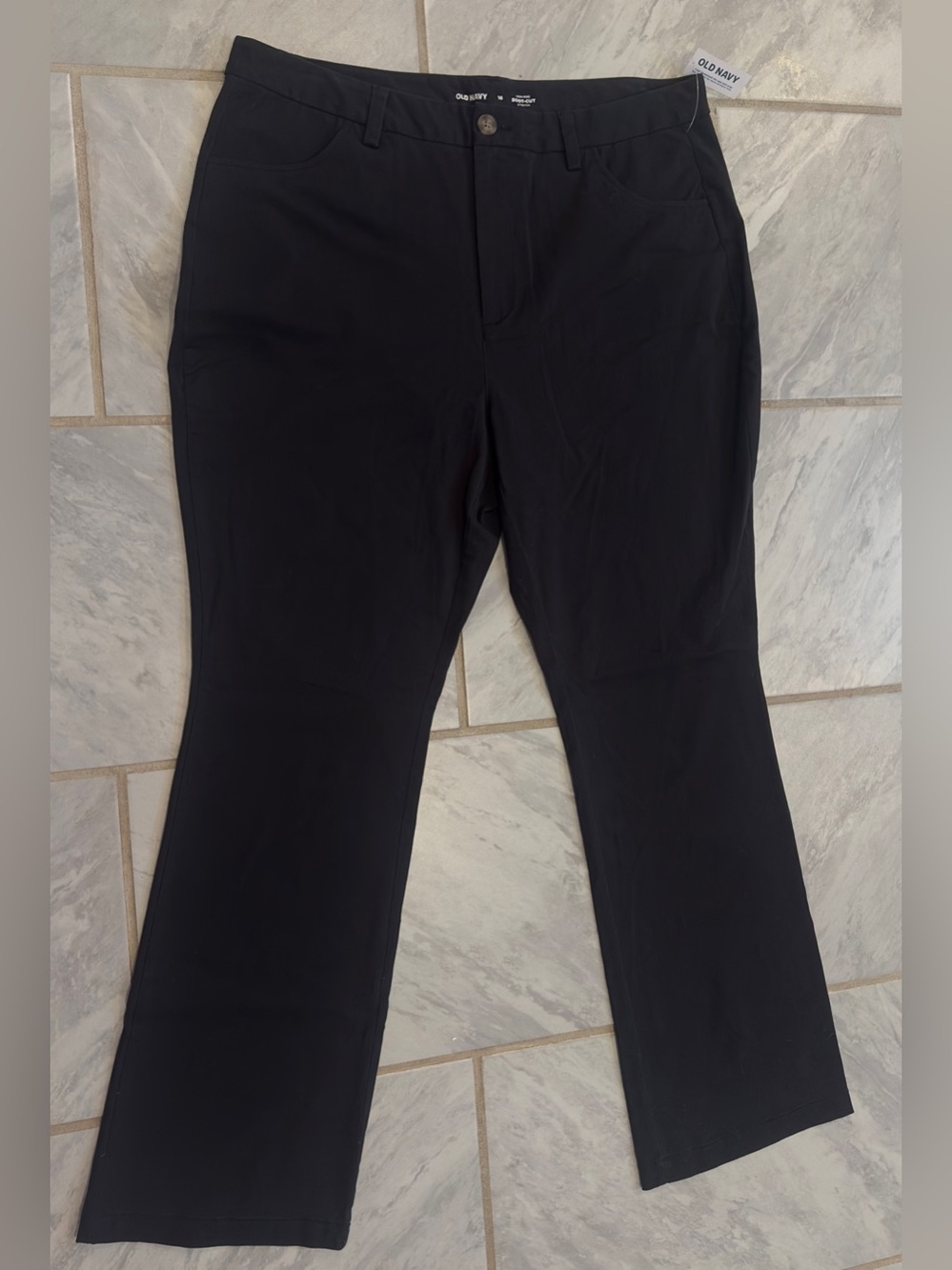 NWT Old Navy Womens Black Boot-Cut High Rise Pants Size 16 (36Wx31L) Stretch